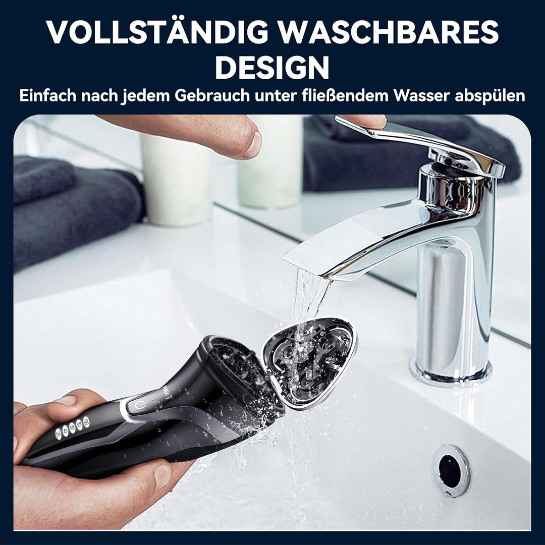 MAX-T Rasierer Herren Elektrisch Nass und Trocken, 3D ProSkin IPX7 Wasserdicht Elektrorasierer mit P