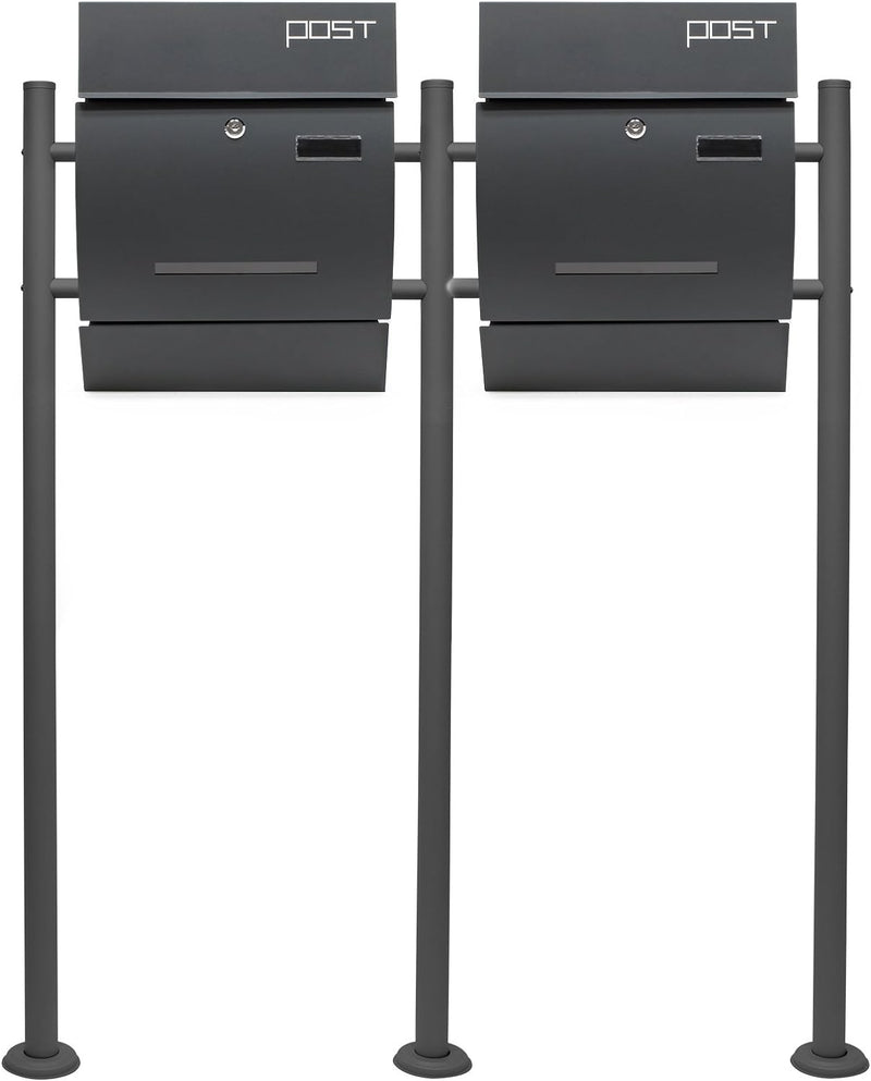 Briefkasten-Set Wandbriefkasten V4 Anthrazit pulverbeschichtet Einfach