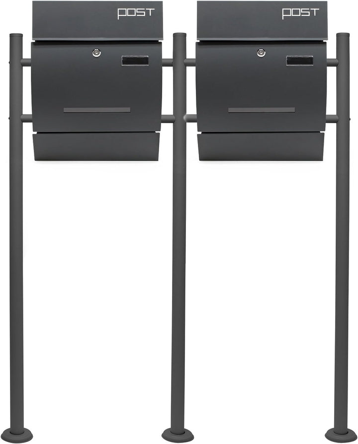 Briefkasten-Set Wandbriefkasten V4 Anthrazit pulverbeschichtet Einfach
