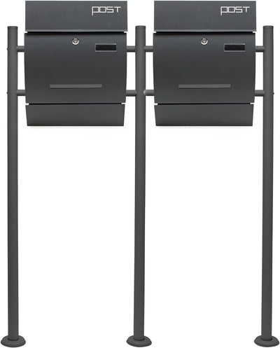 Briefkasten-Set Wandbriefkasten V4 Anthrazit pulverbeschichtet Einfach