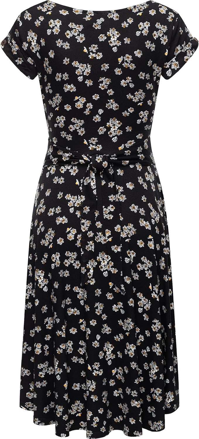 Ragwear Damen Kleid Midi Sommerkleid Ivone XS-XXL XS Tall Schwarz, XS Tall Schwarz