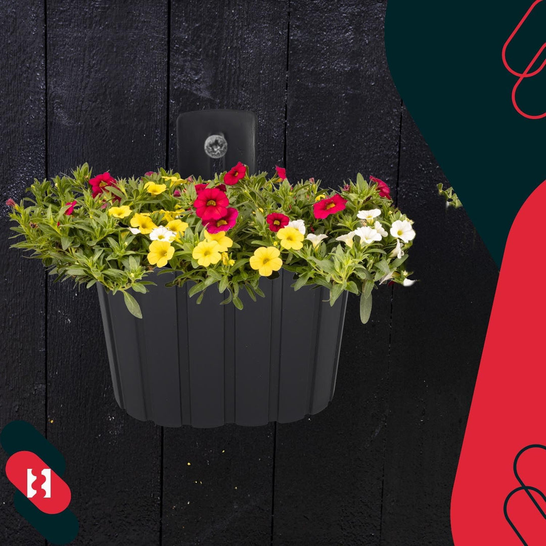 KOTARBAU® 4er Set Blumenkasten Balkon - Wandampel - Blumentopf - 20x14cm H: 13cm Anthrazit - Wandamp