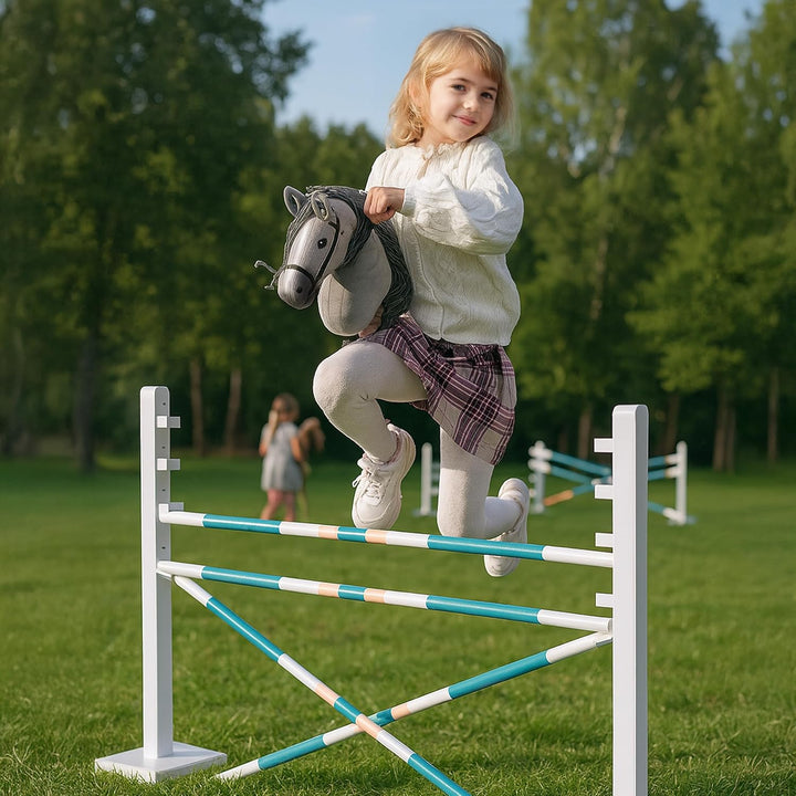 CELMAN Hobby Horse Steckenpferd Grau mit Zaumzeug & Leine – A3 Kopfgrösse – Grosser Reitspass für Ki