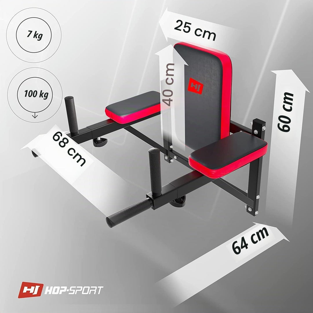 Hop-Sport Dipper Dip Barren Dip Station mit ausziehbaren Haltegriffen Bauchmuskeltrainer zur Wandbef