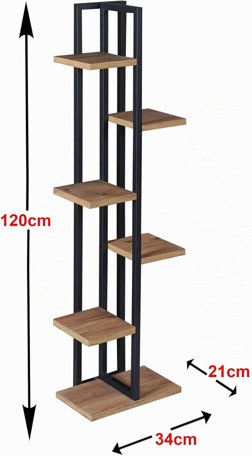 [en.casa] Blumenständer Tohmajärvi 6 Ebenen Blumenregal 120 x 34 x 21 cm Pflanzenständer Indoor Pfla