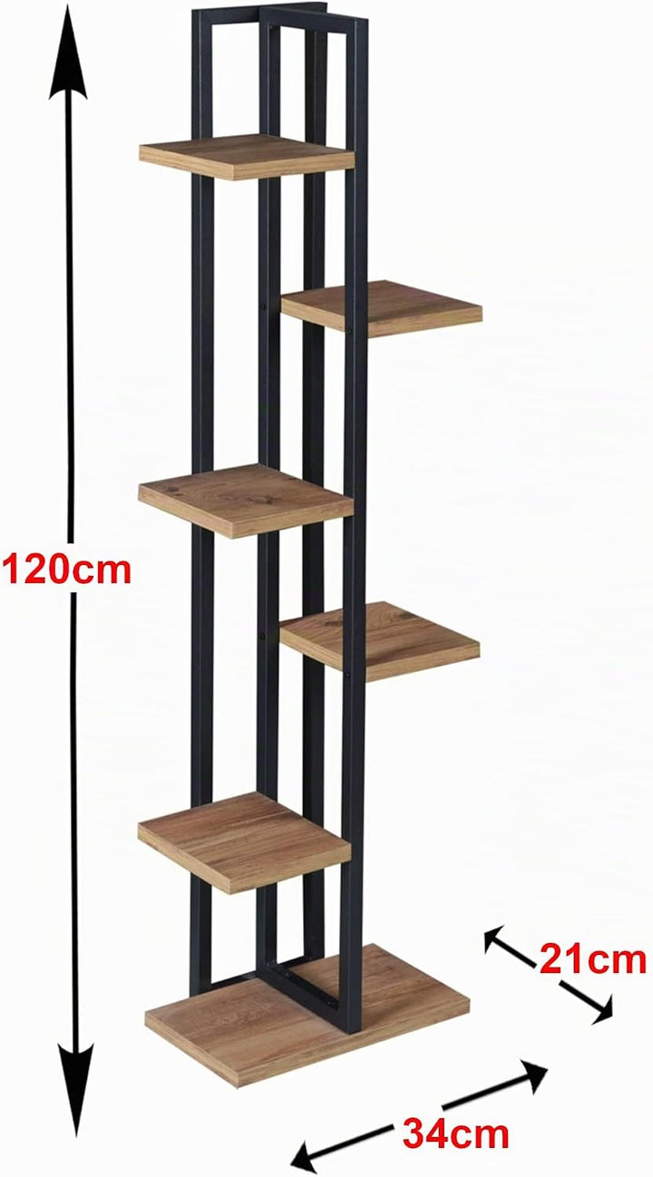 [en.casa] Blumenständer Tohmajärvi 6 Ebenen Blumenregal 120 x 34 x 21 cm Pflanzenständer Indoor Pfla