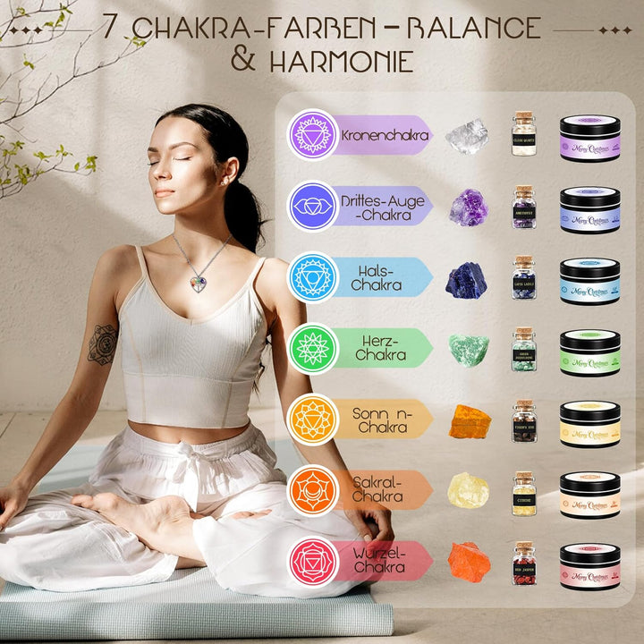 Adventskalender 2025 Frauen Chakra Duftkerzen mit Edelsteine, Geschenke für Yoga Entspannung, Medita