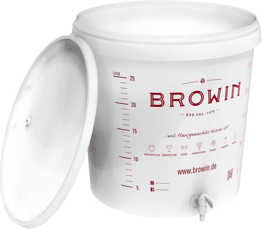 Browin 340447 Gärbehälter 30 l mit Etikett und Ablasshahn, DE