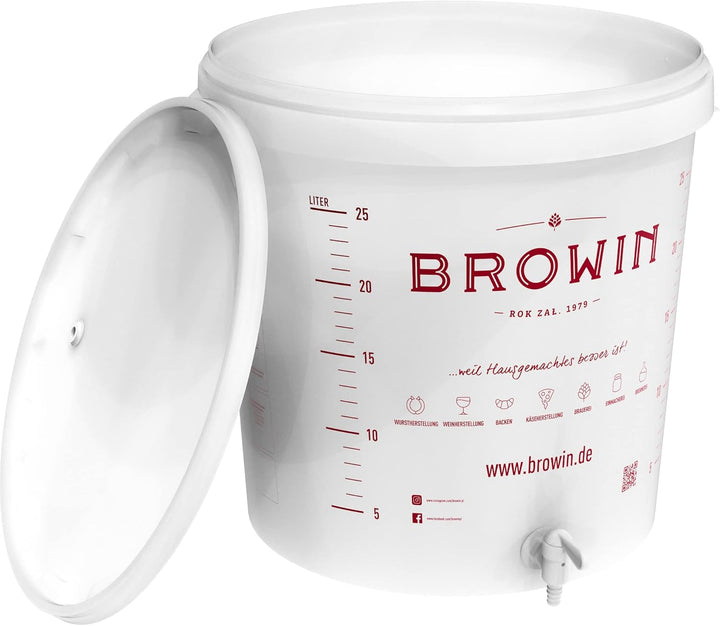Browin 340447 Gärbehälter 30 l mit Etikett und Ablasshahn, DE