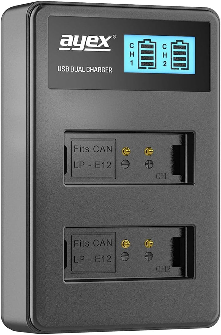 ayex Batteriegriff Kompatibel mit Canon EOS 100D Inkl. IR-Fernauslöser + 2 x LP-E12 Akku + 1 x USB D