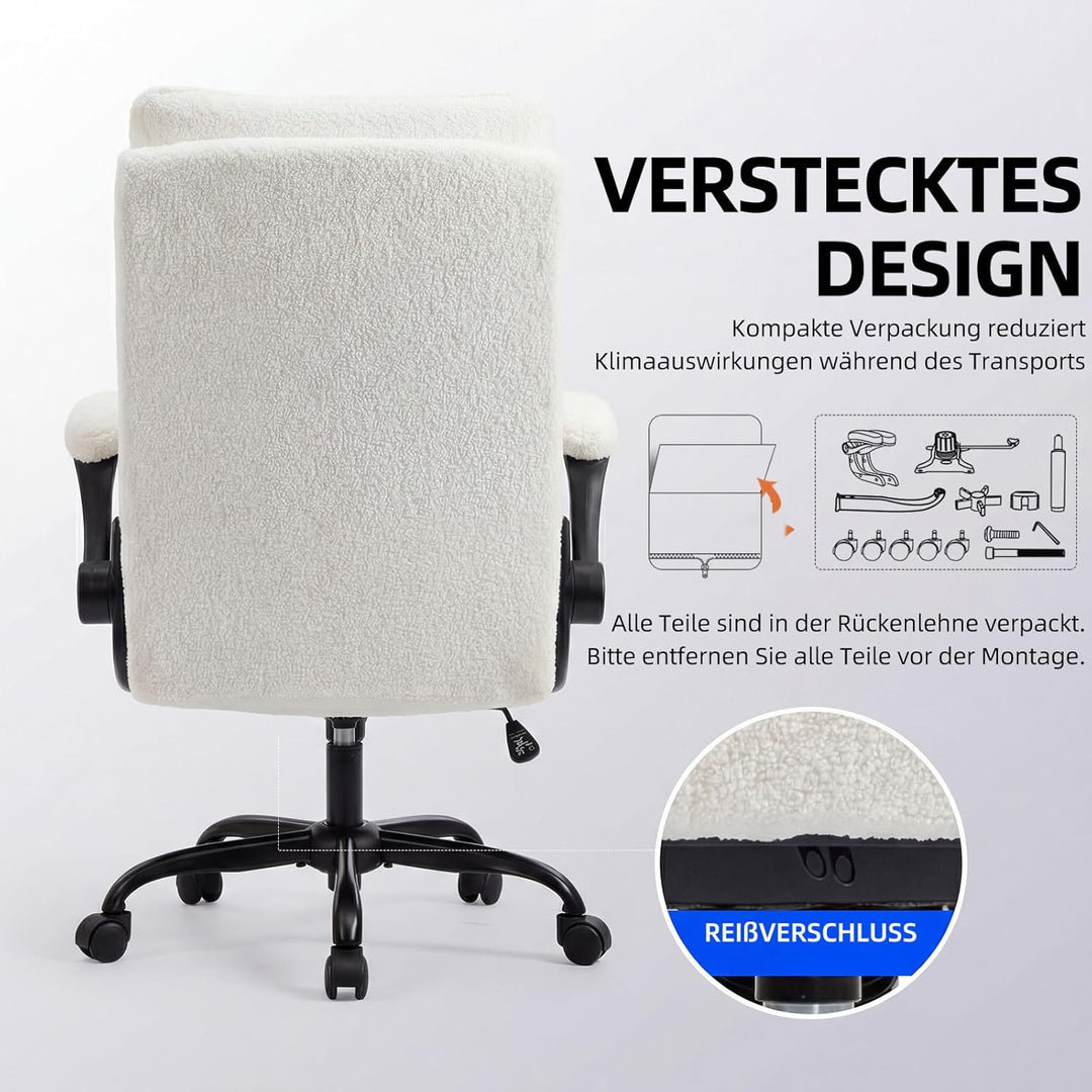 Bürostuhl Ergonomisch [TESTSIEGER] Schreibtischstuhl | Hochklappbare Armlehne & Hohe Rückenlehne | H