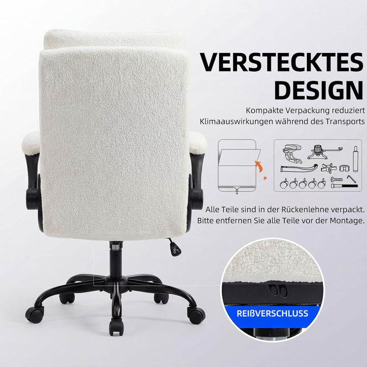 Bürostuhl Ergonomisch [TESTSIEGER] Schreibtischstuhl | Hochklappbare Armlehne & Hohe Rückenlehne | H