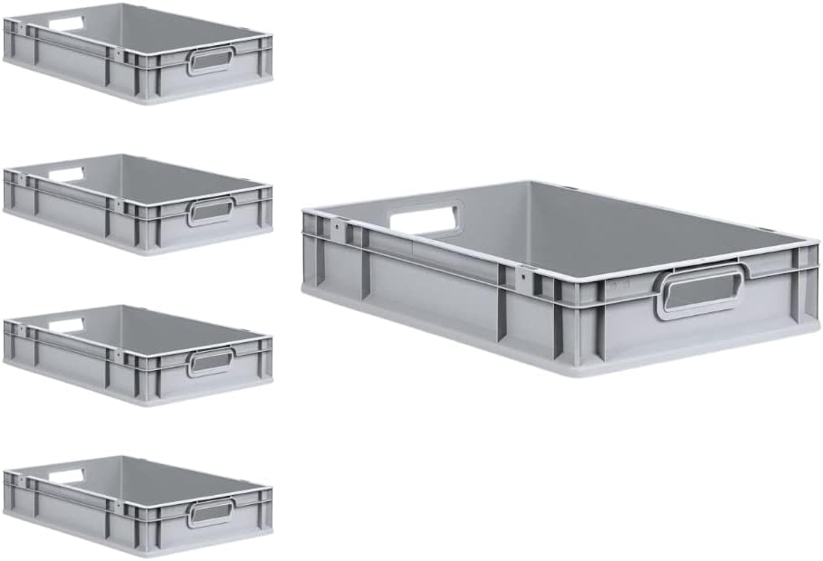 PROREGAL SuperSparSet 5x Eurobox NextGen Grip | HxBxT 12x40x60cm | 23 Liter | Griffe offen | Glatter