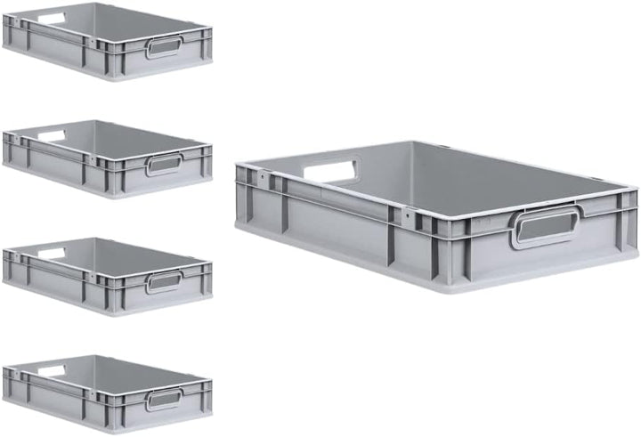 PROREGAL SuperSparSet 5x Eurobox NextGen Grip | HxBxT 12x40x60cm | 23 Liter | Griffe offen | Glatter