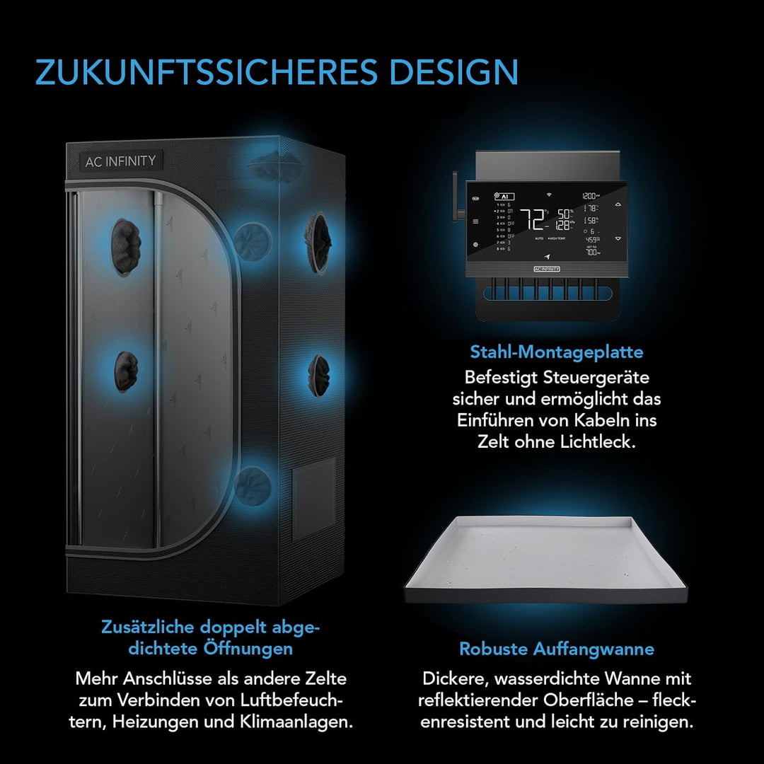 AC Infinity CLOUDLAB 422 Advance Wachstumszelt, 61 x 61 x 121,9 cm, dickste 2,5 cm Stangen, höchste