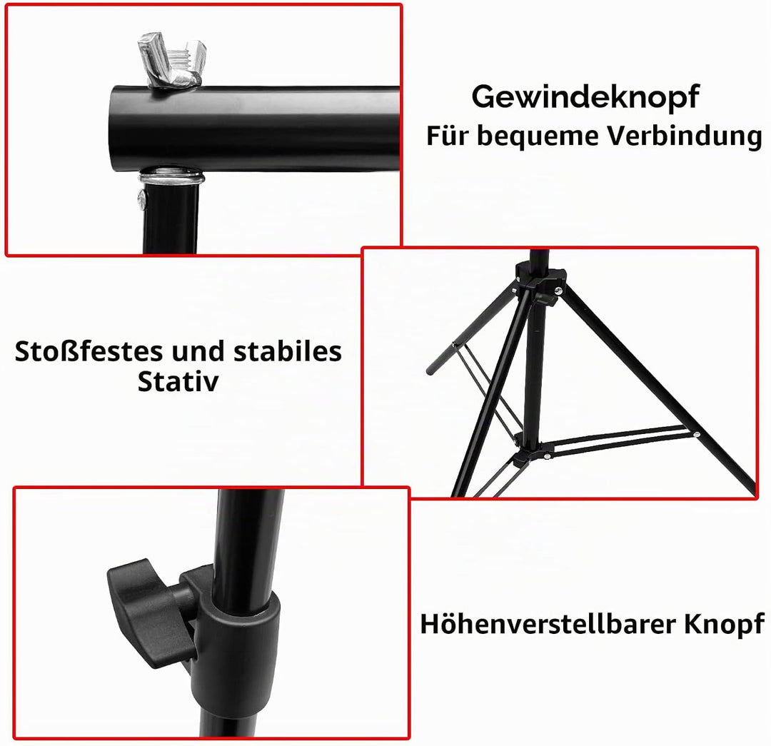 Relota Foto Hintergrund Ständer 200cm X 300cm, Verstellbarer Hintergrundsystem mit 10 Starker Klemme