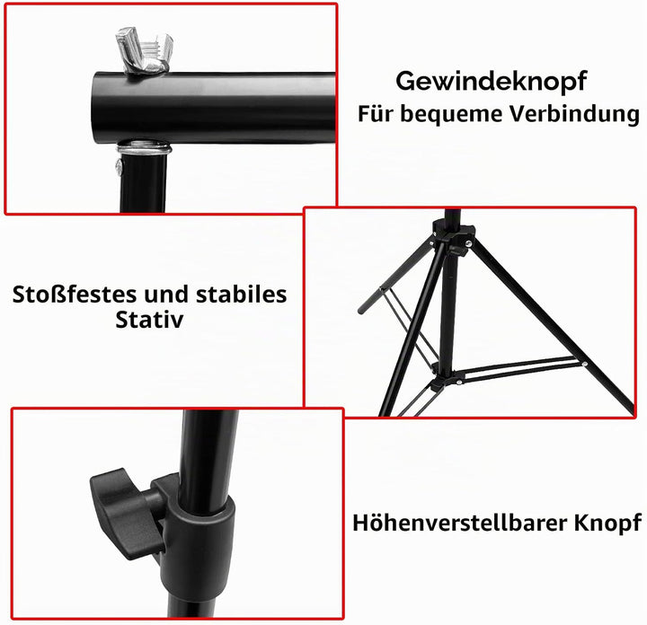 Relota Foto Hintergrund Ständer 200cm X 300cm, Verstellbarer Hintergrundsystem mit 10 Starker Klemme