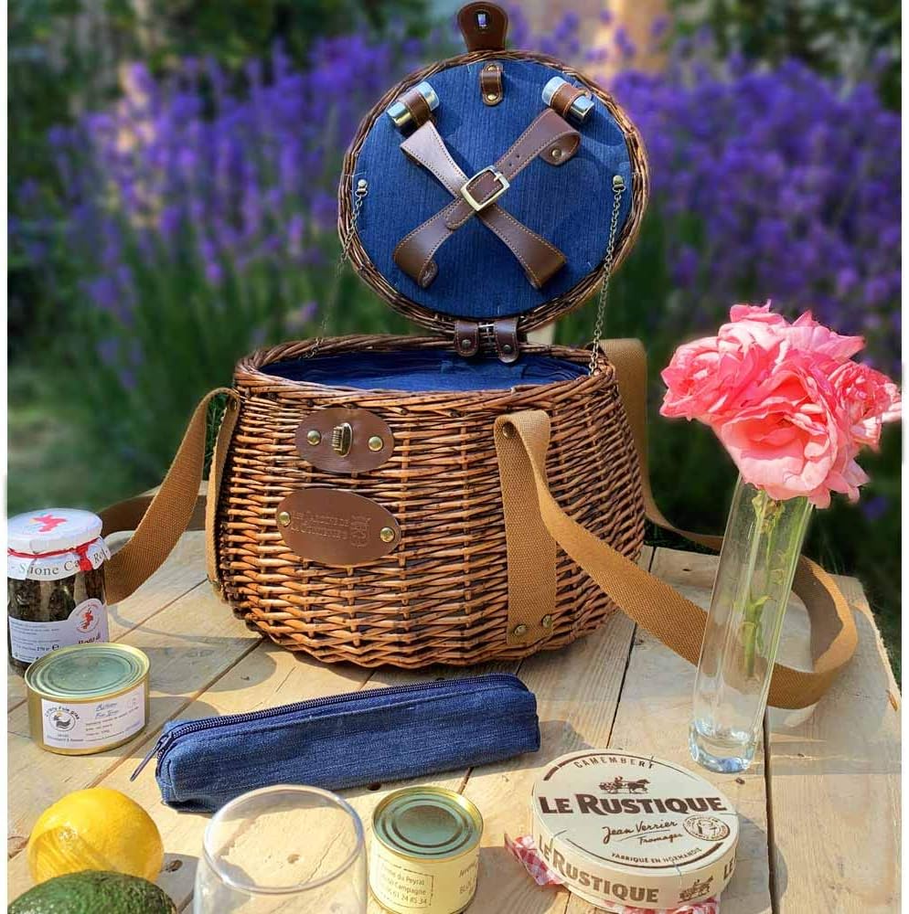 Les Jardins de la Comtesse - Kleiner runder Picknickkorb Tuileries - Komplett für 2 Personen - Feste