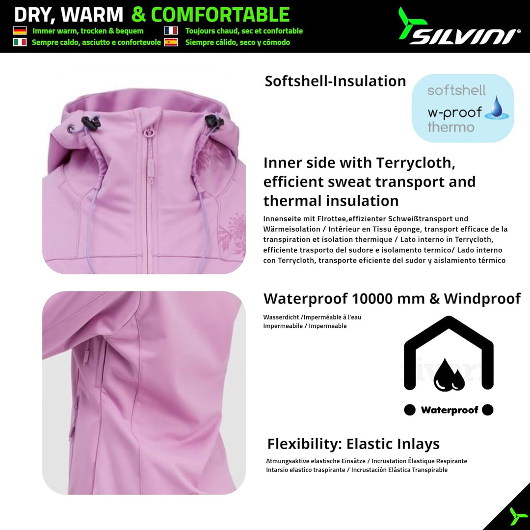 SILVINI Lano Damen Softshelljacke mit Kapuze Softshelljacke für Damen Softshelljacke Damen wasserdic