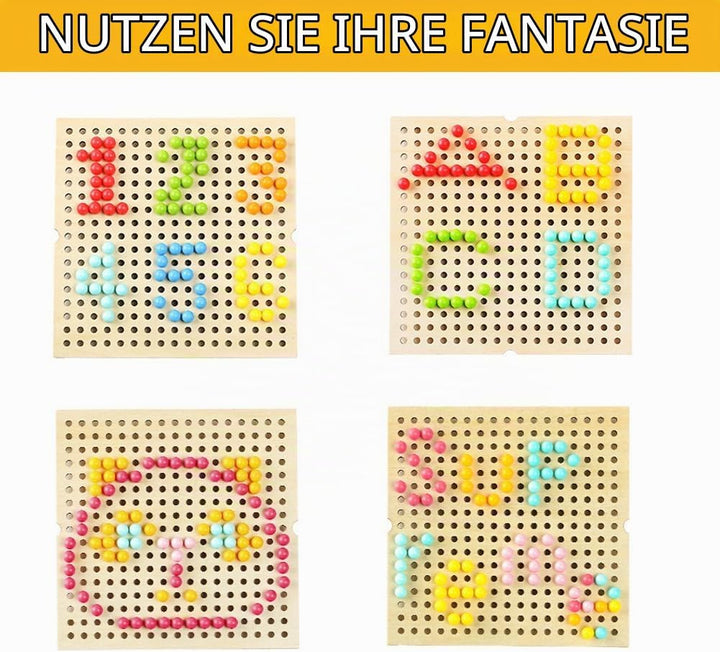 RANJIMA Mosaik Steckspiel Bastelset für Kinder Ab 3-5 Jahre - Pegboard Mit 240 Steckperlen, 10 Bilde