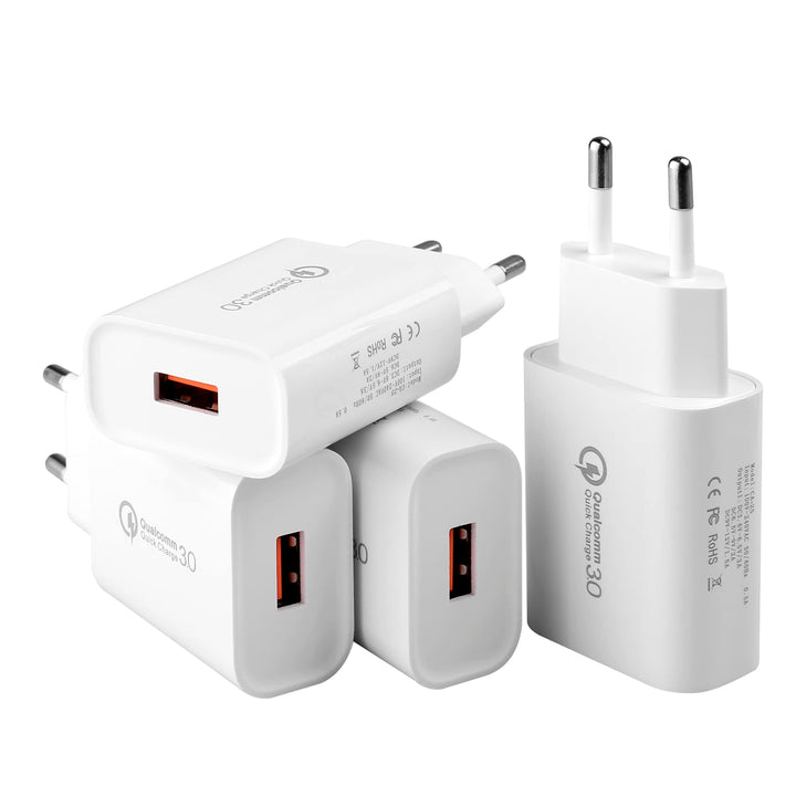 4 Stücke USB Ladegerät, 18W Quick Charge 3.0 Schnellladegerät Ladestecker für Samsung Galaxy S23 S22