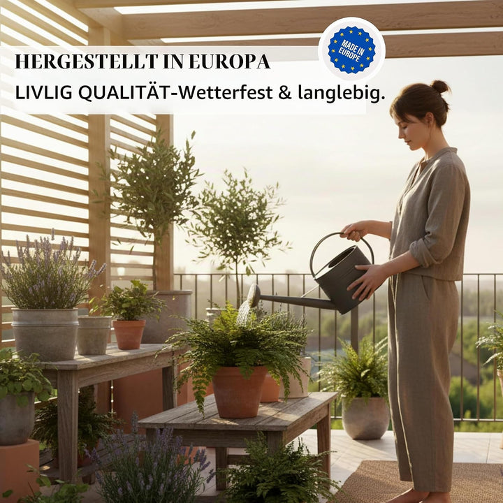 LIVLIG Giesskanne 5 Liter, Blumengiesskanne für Garten &amp; Balkon, Hochwertige Metallgiesskanne 5L aus
