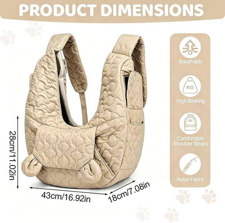 Hundetragetasche Bis 10 Kg, Tragetasche Hund mit Verstellbarem Gurt, Khaki | Hundetasche für Kleine
