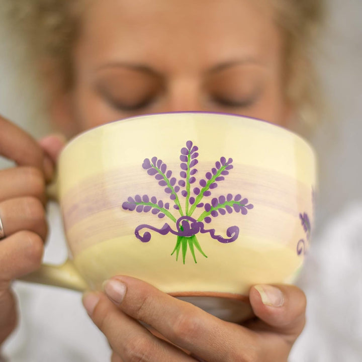 City to Cottage® - Keramik XXL Tasse 500 ml | Kaffeebecher | Lavendel Motiv | Handgemacht | Keramik