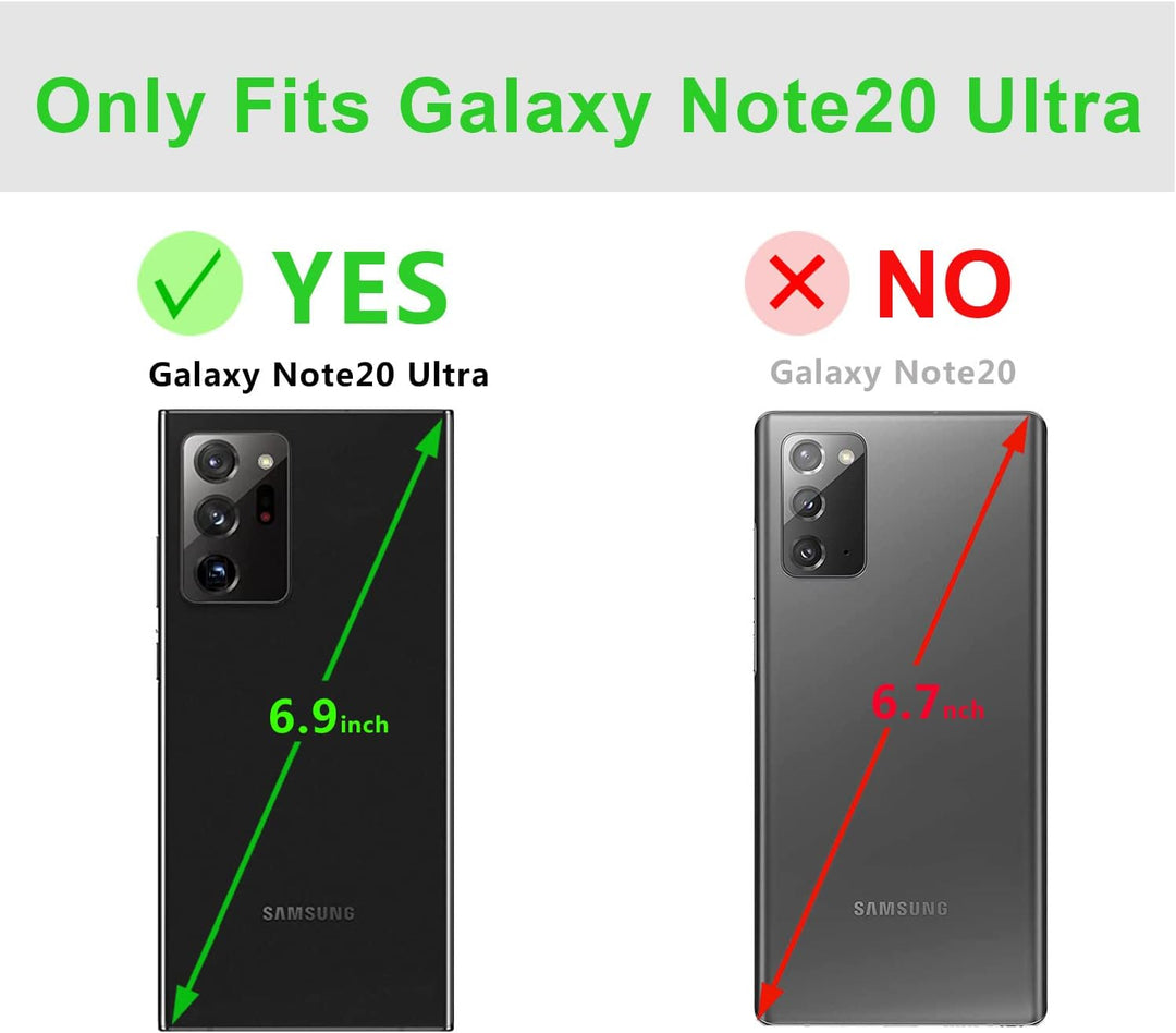 LENSUN Echtleder Hülle für Samsung Galaxy Note 20 Ultra, Handyhülle [Echtes Leder] [Kartenfach] RFID