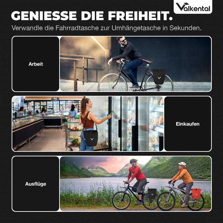 Valkental - Grosse &amp; wasserdichte Gepäckträgertasche - 20L Füllvolumen - Fahrradtasche für Gepäckträ