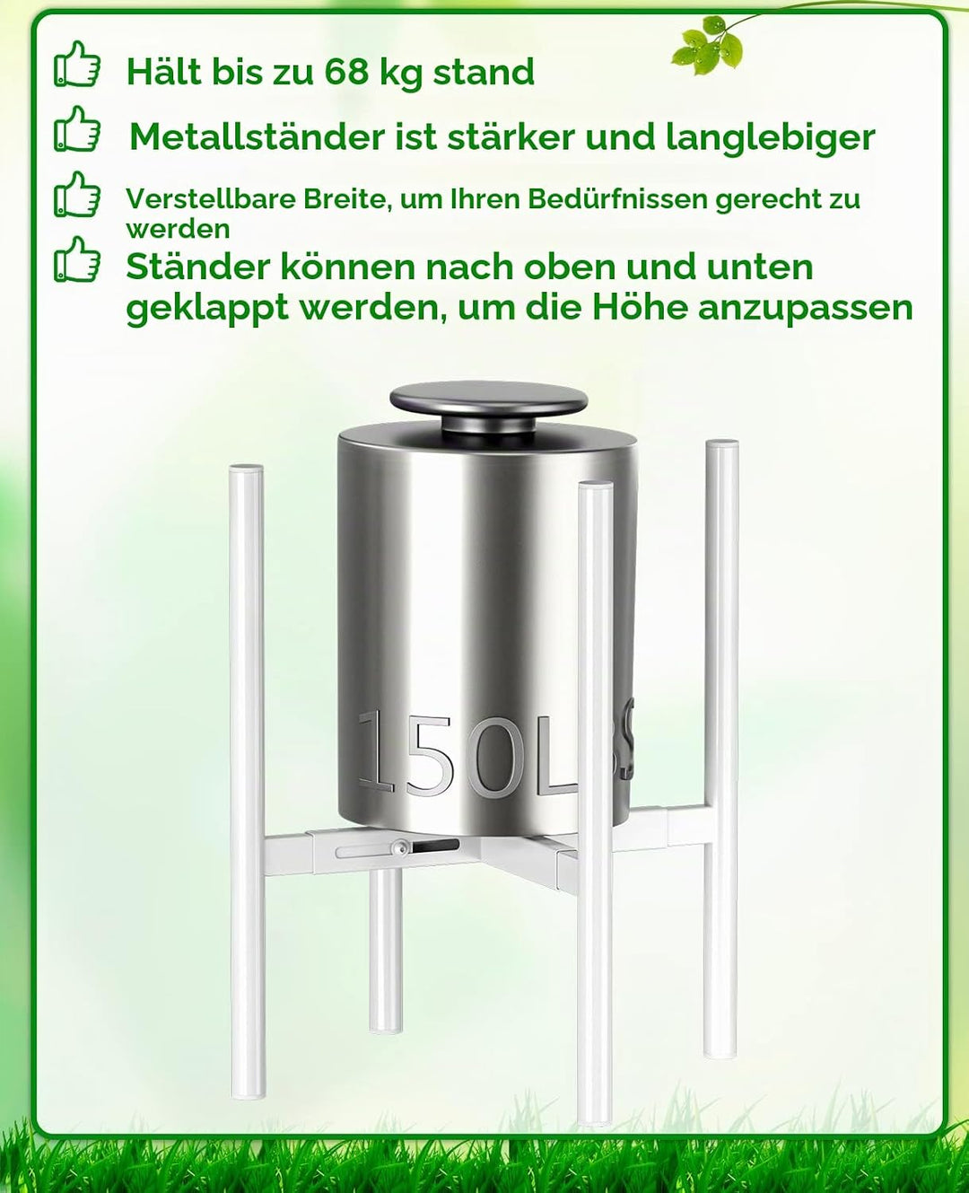 JANE EYRE Verstellbarer Pflanzenständer – Metall-Pflanzgefässhalter mit Anti-Rost-Beschichtung, gros