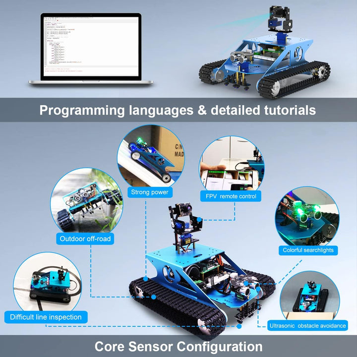 Yahboom Raspberry Pi Robotic mit Kamera Programmierbares AI Elektronisches DIY Tank Robot Kit f¨¹r T