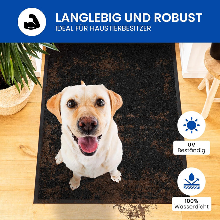 Gentle North Hochwertige Fussmatte schwarz 70x120cm gross für Innen & Aussen - Schmutzfangmatte ruts