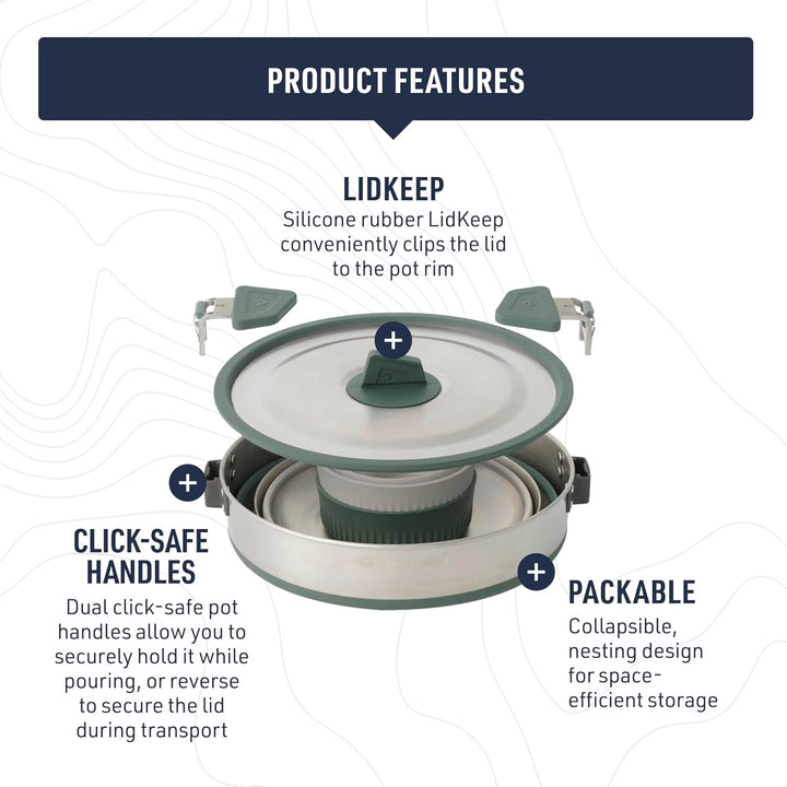 Sea to Summit Detour Stainless Steel One Pot Cook Set 2P 5-teilig - Kochset green-grey