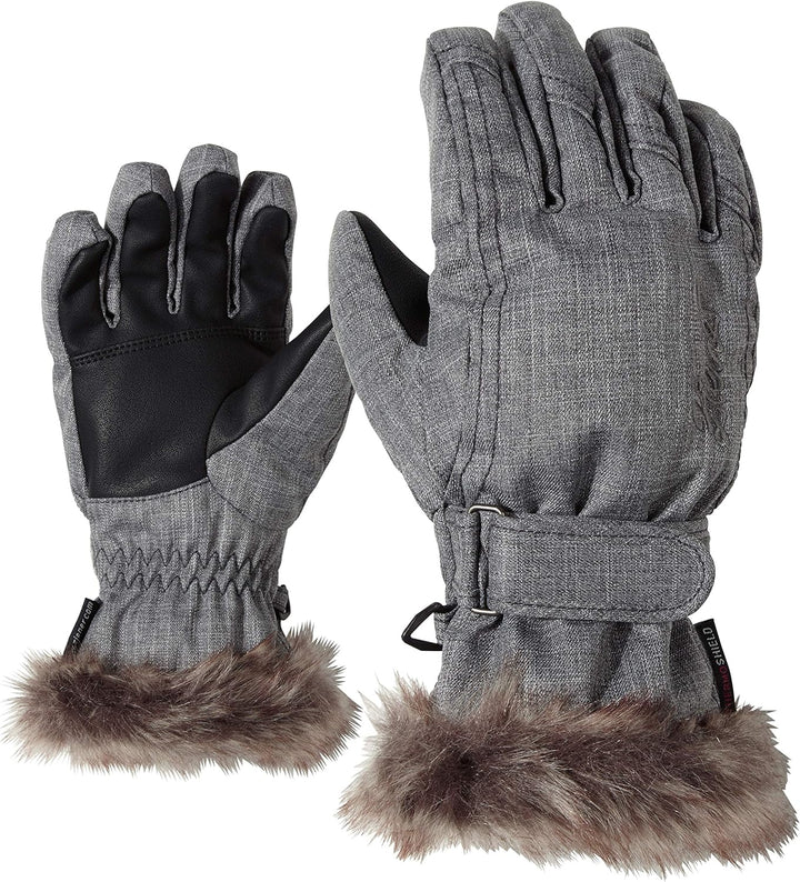 Ziener Mädchen LIM GIRLS glove junior Ski-Handschuhe / Wintersport |warm, atmungsaktiv 5 grey melang