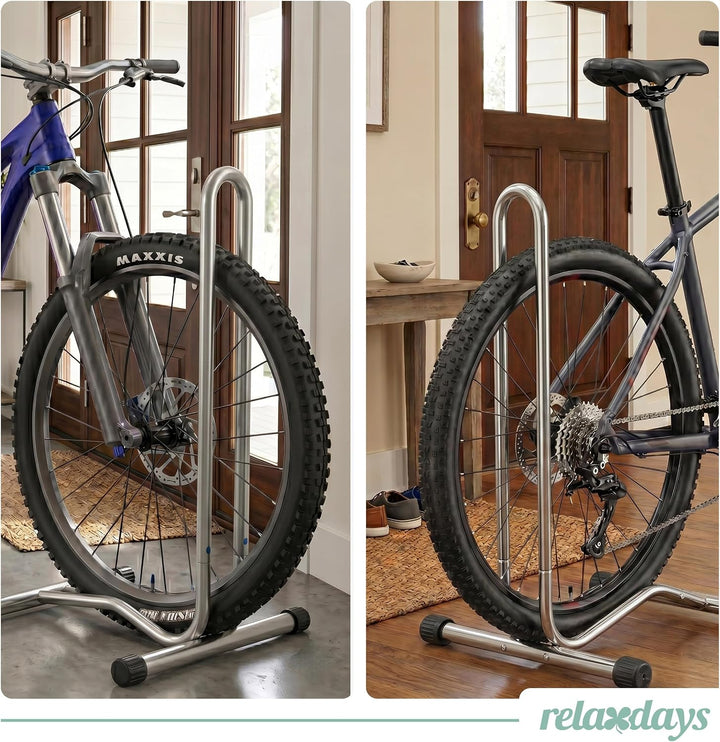 Relaxdays Fahrradständer, 29 Zoll, Reifenbreite bis 6,5 cm, Vorder- &amp; Hinterrad, Boden, 1 Fahrrad, R