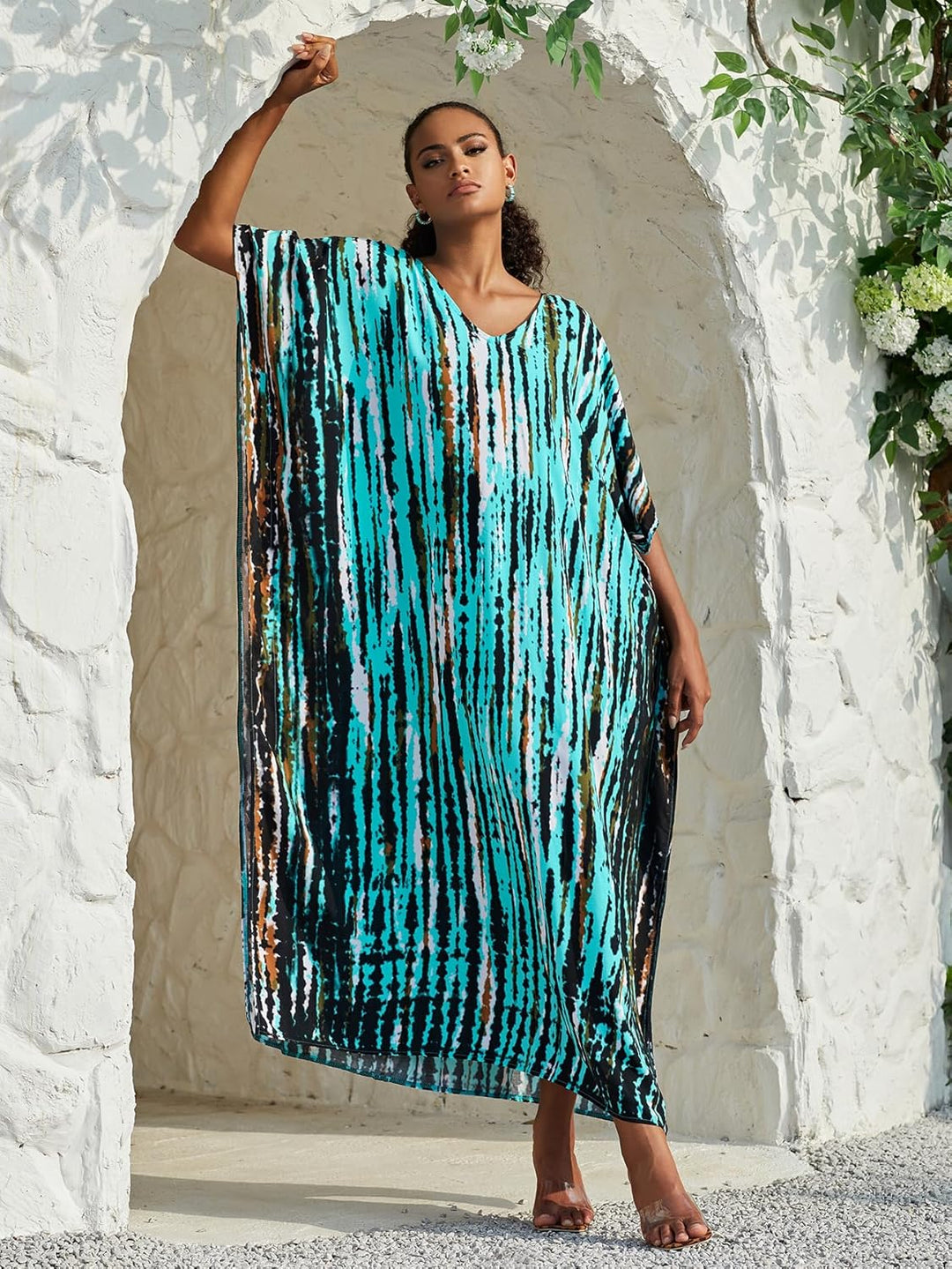 Bsubseach Damen Strandkleid Boho Strandponcho Plus Grösse Kaftan Sommerkleid Maxikleid Lose Maxi Kim