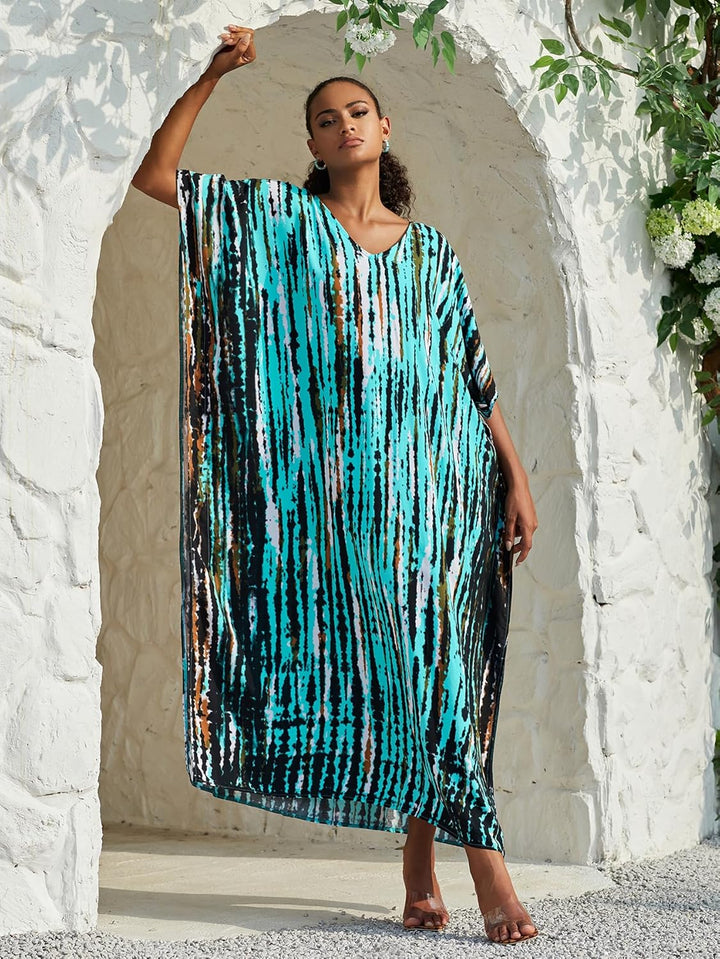 Bsubseach Damen Strandkleid Boho Strandponcho Plus Grösse Kaftan Sommerkleid Maxikleid Lose Maxi Kim