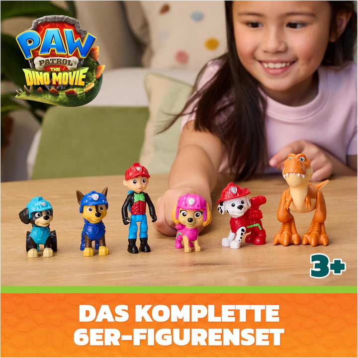 PAW PATROL: Der Dino Film, Abenteuer Figuren 6er-Pack, Set aus Ryder, Timmy, Rex, sowie 3 weiteren W
