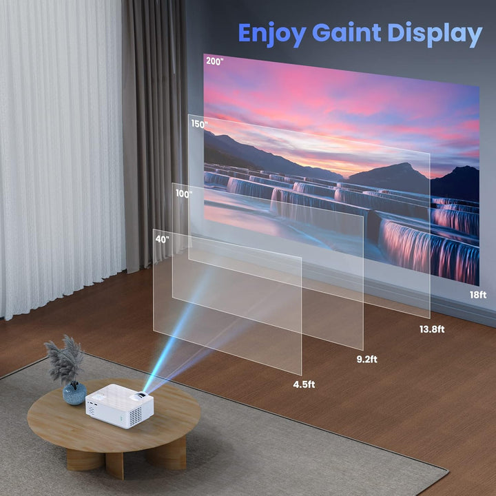 Beamer, Native 1080P Mini Beamer 9500 Lumens Multimedia Heimkino Beamer 4K Bluetooth 5.1 Mit 100'' B