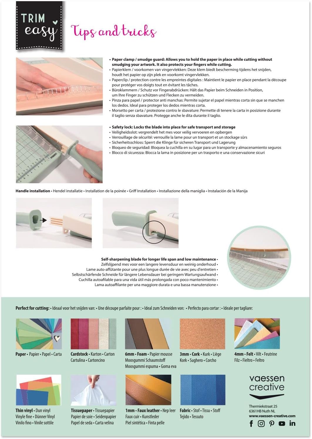 Vaessen Creative Hebelschneider 30cm Offwhite (Mintgrün)