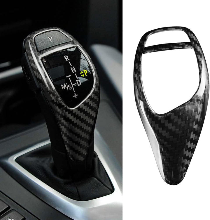 KUNGKIC Kohlefaser Innenraum Zubehör Auto Schalthebelknauf Getriebegriff Abdeckung Schaltknüppel Auf