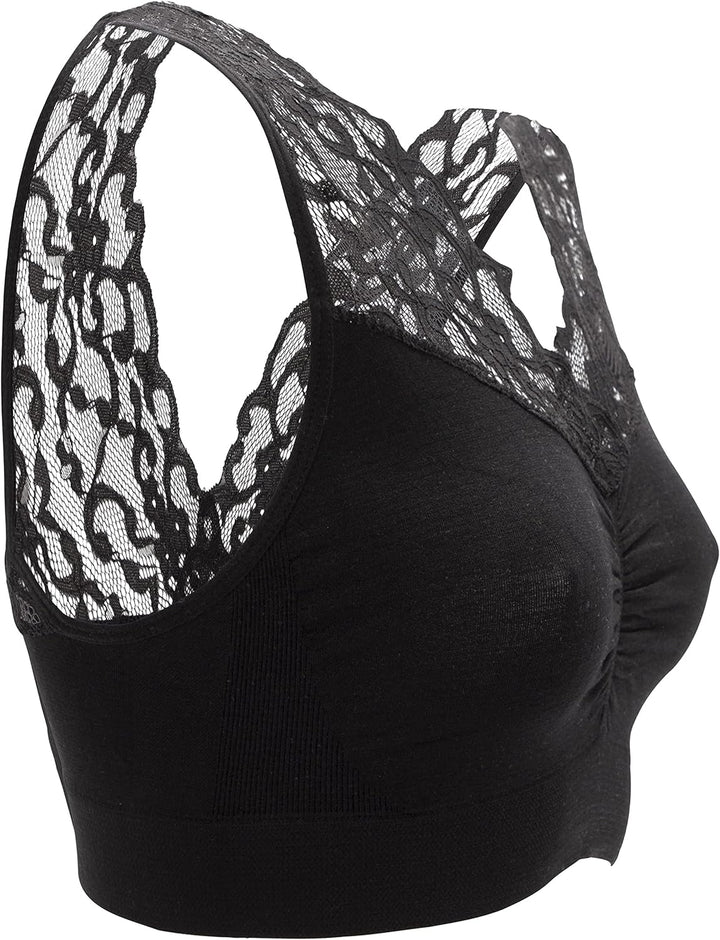 UnsichtBra Spitzen Bustier Damen BH ohne Buegel | 3er Set Wohlfühl Bustiers Tops mit feiner Spitze |