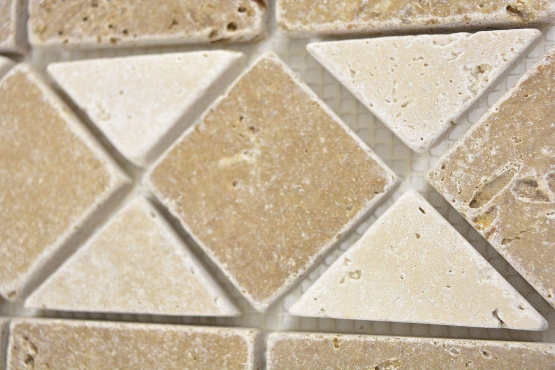 Naturstein Mosaik Bordüre Travertin beige walnuss für WAND BAD WC KÜCHE VERBLENDER | 10 Stück