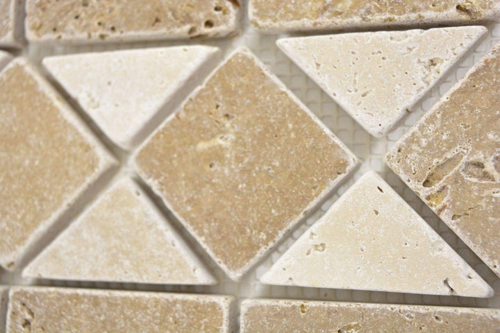 Naturstein Mosaik Bordüre Travertin beige walnuss für WAND BAD WC KÜCHE VERBLENDER | 10 Stück