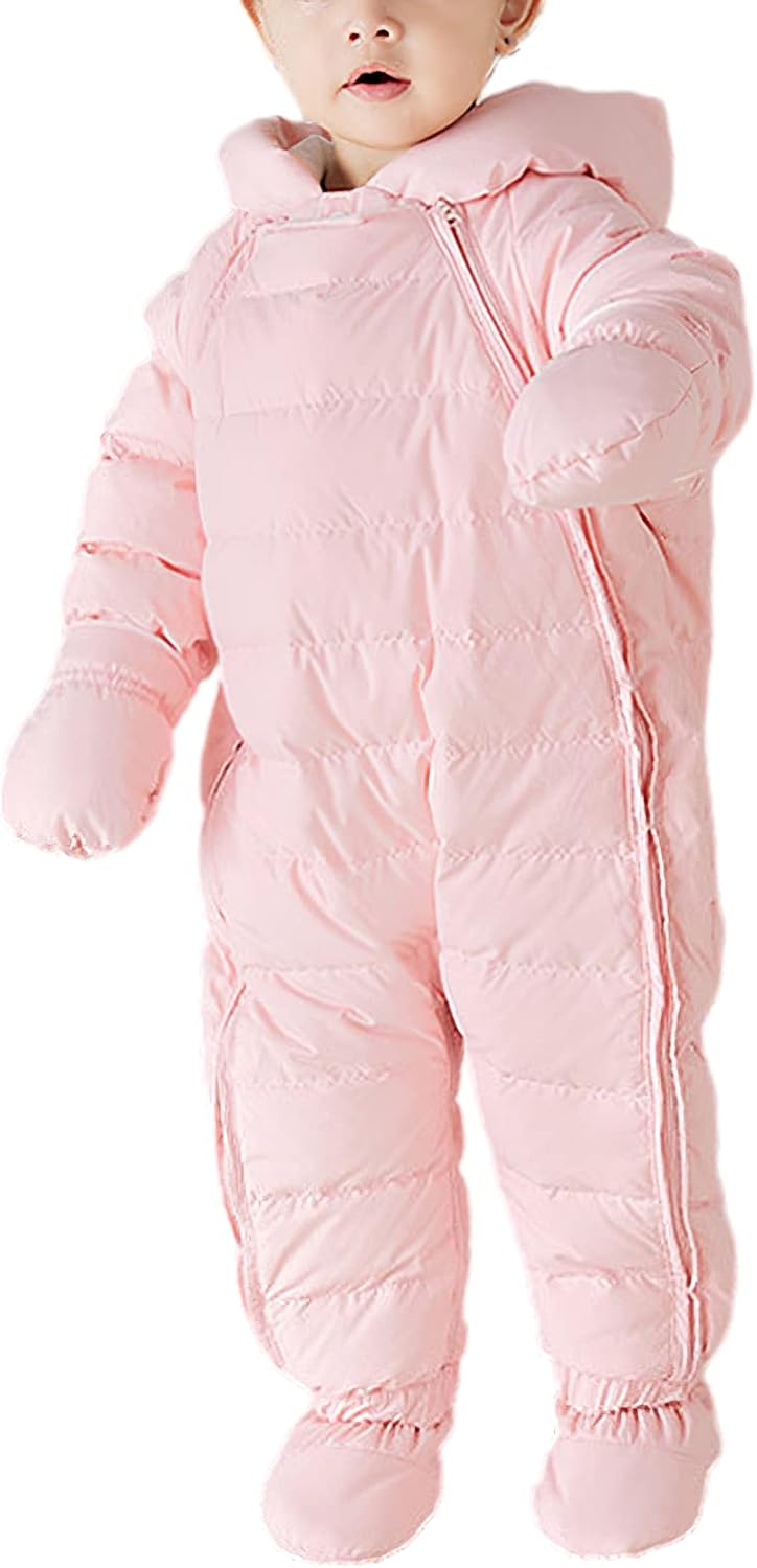 Baby Winter Overall Mit Kapuze Schneeanzüge Strampler Jungen Mädchen Spielanzug für 3-24 Monate 3-6
