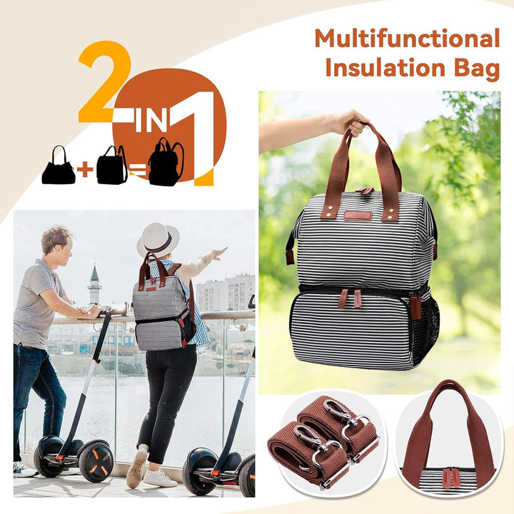 Kühlrucksack 20L Doppelte Gross Isoliert Kühltasche Lunchtasche Cooler Bag Thermotasche Picknicktasc