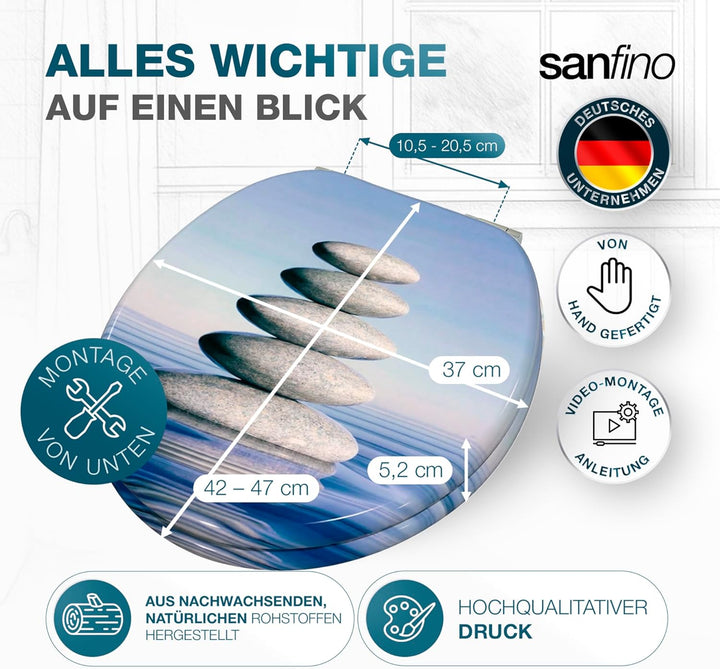Premium WC Sitz mit Absenkautomatik – hochwertige Toilettendeckel aus Holz, viele bunte Motive, hohe