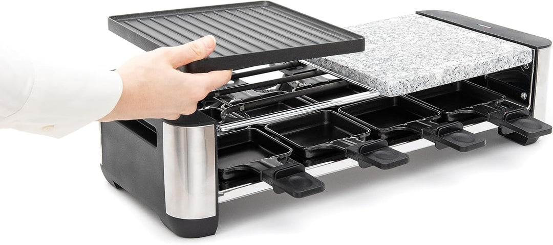 FRITEL RSG 3280 Raclette Steingrill - 2 in 1 Backblech - Steingrill und Raclette-Funktion - Wendegri