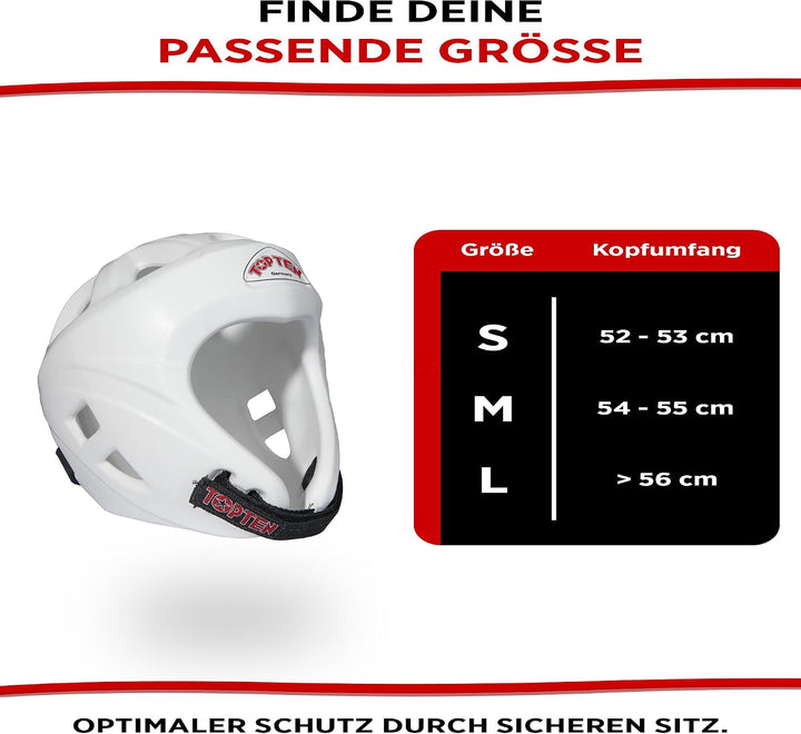 TOP TEN Kopfschutz Avantgarde |WAKO Approved | ITF Approved | Kickboxen | TKD Weiss S, Weiss S